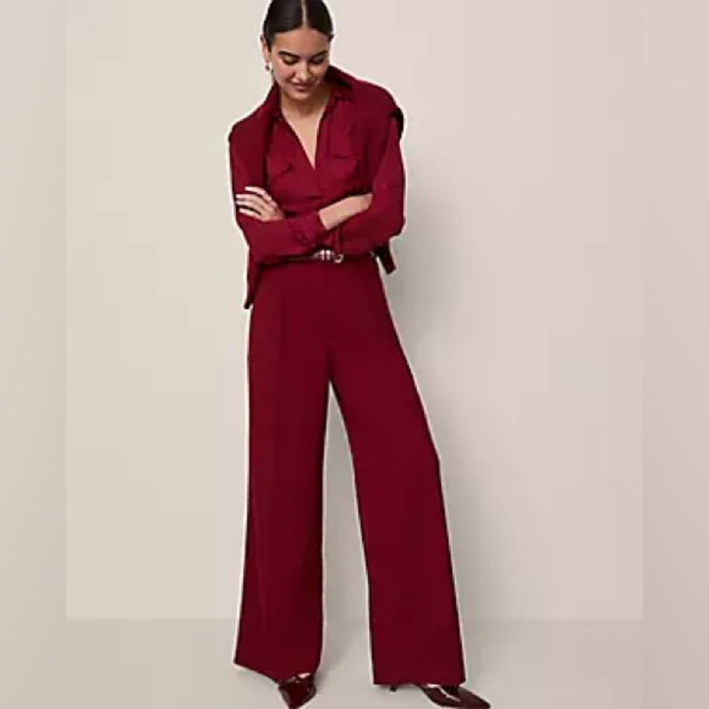 Ann Taylor Petite Statement Palazzo Pant in Cherry Pie